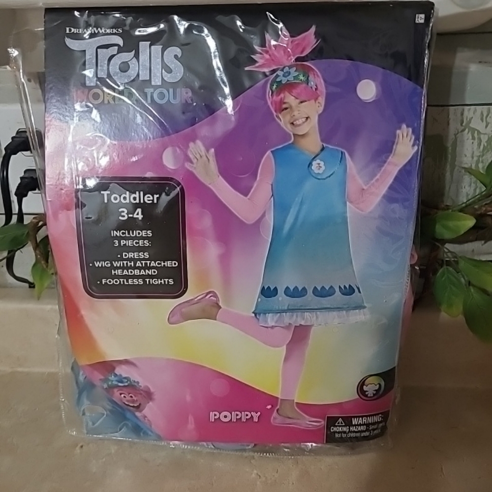 DreamWorks Trolls Poppy Dress Set - Pink and Blue Costume